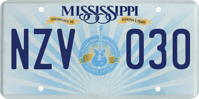 MS license plate NZV030