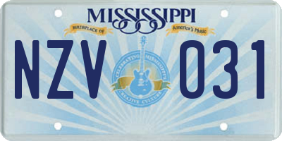 MS license plate NZV031