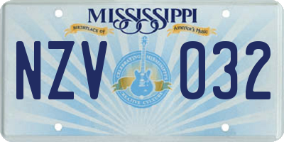 MS license plate NZV032