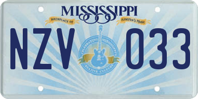 MS license plate NZV033