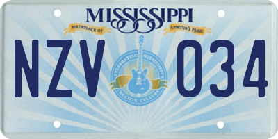 MS license plate NZV034