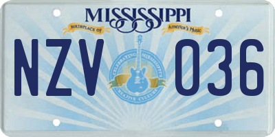 MS license plate NZV036