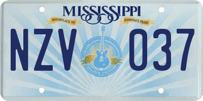 MS license plate NZV037