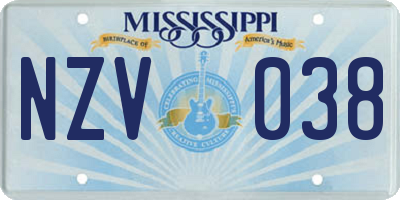 MS license plate NZV038