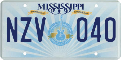MS license plate NZV040