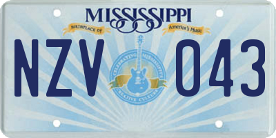 MS license plate NZV043