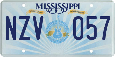MS license plate NZV057