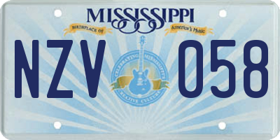 MS license plate NZV058
