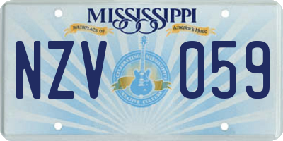 MS license plate NZV059
