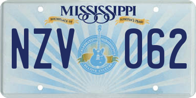 MS license plate NZV062