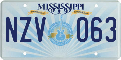 MS license plate NZV063
