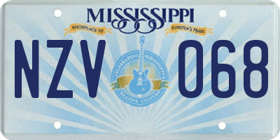 MS license plate NZV068