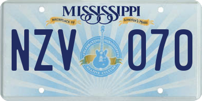 MS license plate NZV070