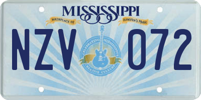 MS license plate NZV072