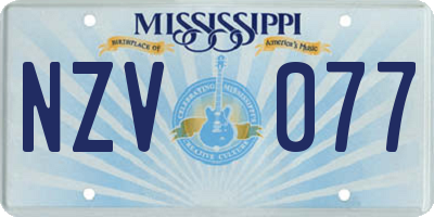 MS license plate NZV077