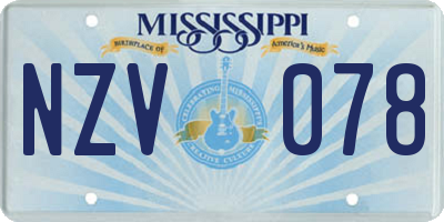 MS license plate NZV078