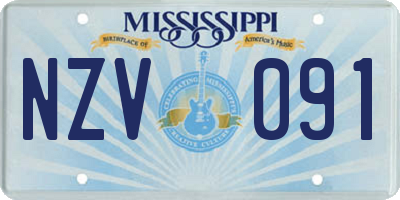 MS license plate NZV091