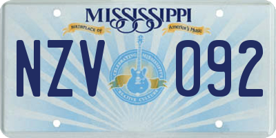 MS license plate NZV092