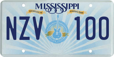 MS license plate NZV100