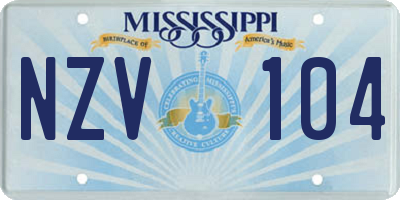 MS license plate NZV104