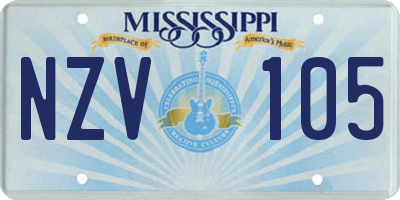 MS license plate NZV105