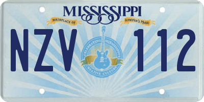 MS license plate NZV112