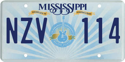 MS license plate NZV114