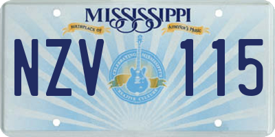 MS license plate NZV115