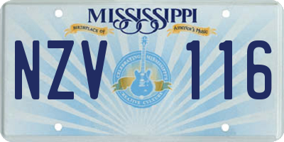 MS license plate NZV116