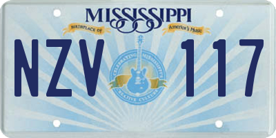 MS license plate NZV117