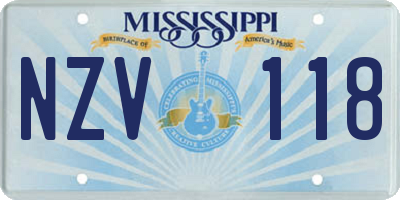 MS license plate NZV118