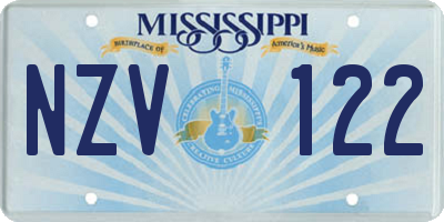 MS license plate NZV122