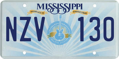 MS license plate NZV130