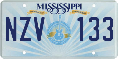 MS license plate NZV133