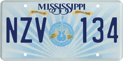 MS license plate NZV134