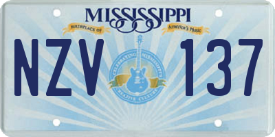 MS license plate NZV137