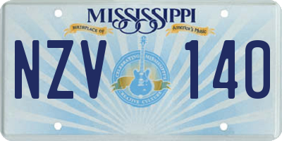 MS license plate NZV140
