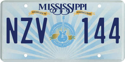 MS license plate NZV144