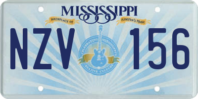 MS license plate NZV156