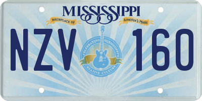 MS license plate NZV160