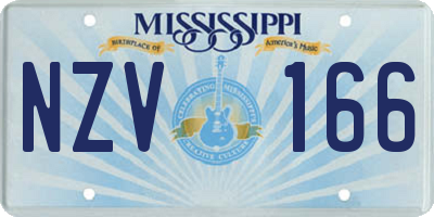 MS license plate NZV166