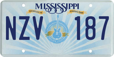 MS license plate NZV187