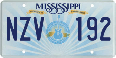 MS license plate NZV192