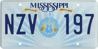 MS license plate NZV197