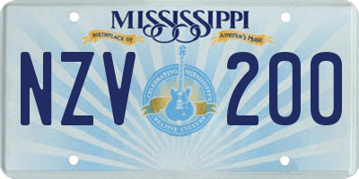 MS license plate NZV200