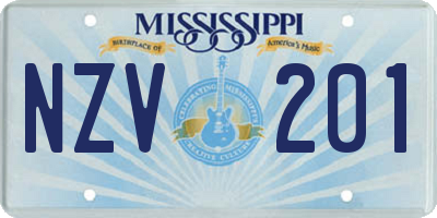 MS license plate NZV201
