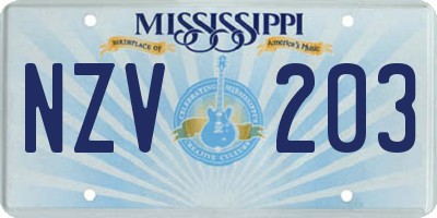 MS license plate NZV203