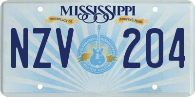 MS license plate NZV204