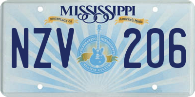 MS license plate NZV206