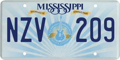 MS license plate NZV209